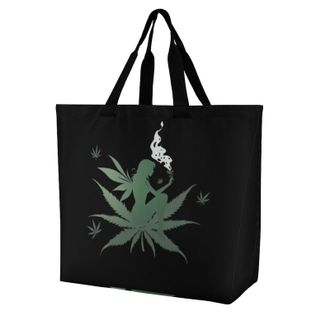 Generic Weed Fairy Large Reusable Shopping Bag Lightweight Foldable Tote Bags Washable Shoulder Handbag
