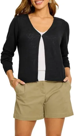 Tommy Bahama Adeline Linen Blend Jersey Cardigan in Black at Nordstrom, Size X-Small