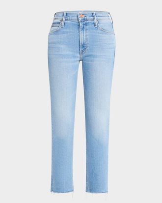 Mother Lil & apos; Mid-Rise Dazzler Ankle Fray Jeans