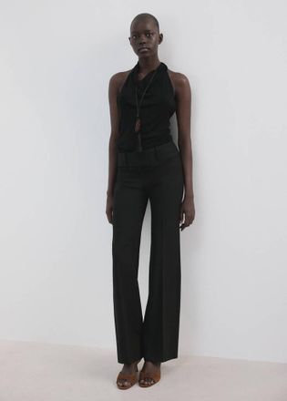 Mango Top lyocell collo halter nero - Donna - XXS - MANGO