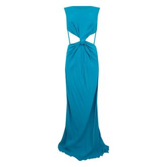 Alberta Ferretti Long dress with cut out - female - Alberta Ferretti - Gowns - Blue - M - Dresses