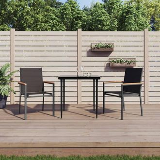 vidaXL Vidaxl - Sillas De Jard&iacute;n 2 Uds Textilene Y Acero Negro 55x61,5x90 Cm