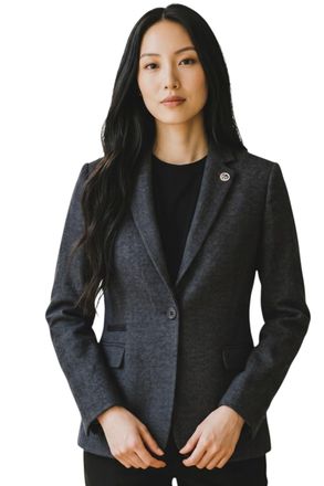 TruClothing Womens Black Wool Tweed Herringbone Check Blazer - WS-1