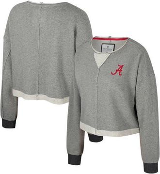 Colosseum Womens Colosseum Charcoal Alabama Crimson Tide Magnum Scoop Neck Cropped Pullover Sweatshirt at Nordstrom, Size X-Large