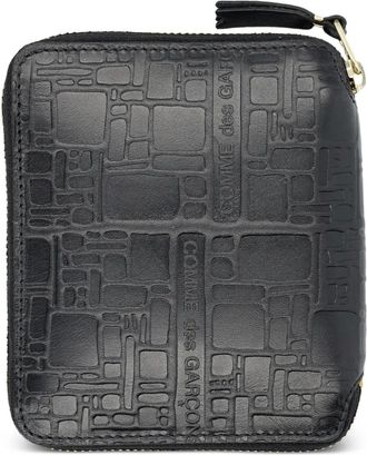 Comme Des Gar&ccedil;ons Leren portemonnee met rits en reli&euml;f - Zwart
