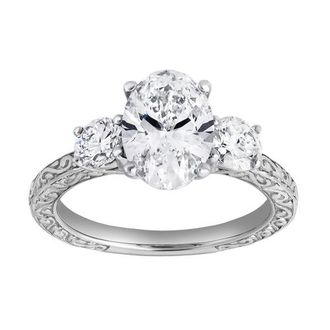 LuvMyJewelry Caldria 14K Gold 2.65 Ct Oval Lab Grown Diamond Engagement Ring in 14K White Gold at Nordstrom, Size 7