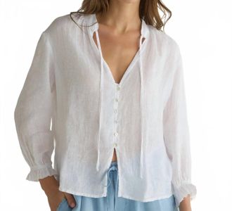 Bella Dahl Womens Quarter Sleeve Tie Neck Blouse In White