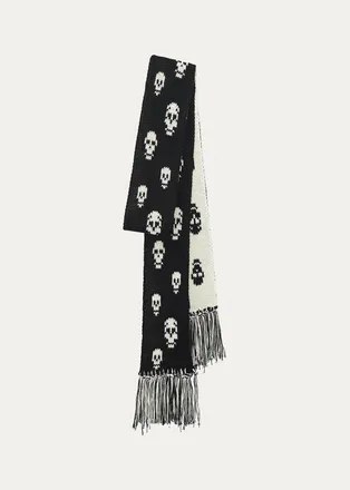 Alexander McQueen Skull Knit Cotton Tricot Scarf