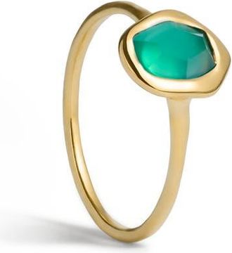 Monica Vinader Odyssey Stone Ring in 18K Gold Vermeil /Green Onyx at Nordstrom, Size 6.75
