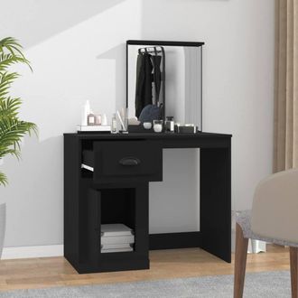 Berkfield Home Durable Dressing Table with Mirror Black 90x50x132.5 cm Engineere