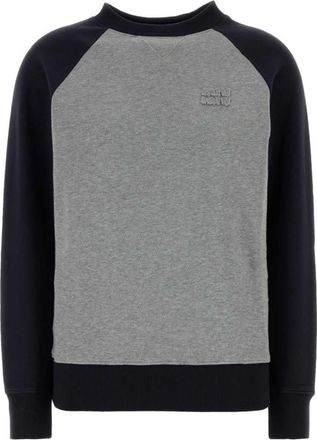 Miu Miu Grey Color Block Crew Neck Sweater