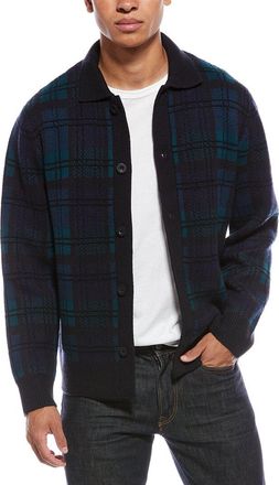 Vince Plaid Button-Down Wool & Cashmere-Blend Cardigan