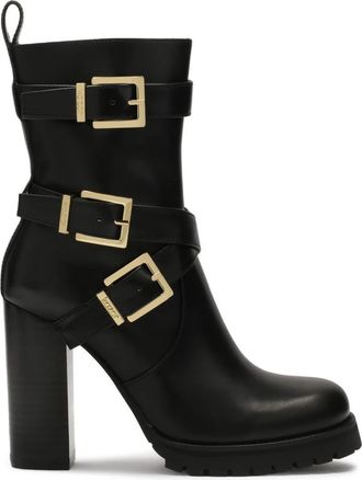Kazar Zwarte leren stiletto laarzen met hoge schacht - Dames - Laarzen met Hak - Zwart - 37 EU - Leer - Schoenen