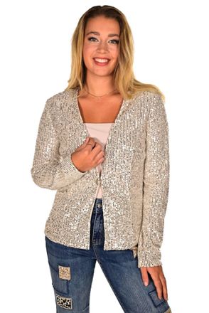 Frank Lyman Design Nia Sequin Blazer In Nude/ Silver