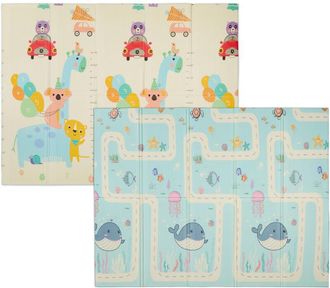 Relaxdays Relaxdays Foldable Two-Sided Play Mat, Animal Motif for Children, Non-Toxic, Washable, 200 x 150 cm, XPE Foam, Colourful