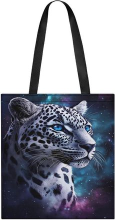 Generic Leopard with Blue Eyes Womens Tote Casual Shopping Bag Lightweight Shoulder Bags Hobos Handbag for Work Travel Daily 35x40cm