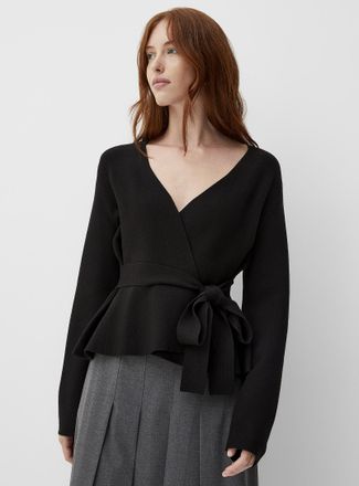 Contemporaine Womens Belted crossover Cardigan Sweater