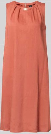 Marc Cain Knielanges Businesskleid aus Leinen-Mix mit Label-Detail in Rostrot, Gr&ouml;&szlig;e 34