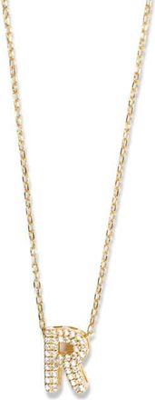 Argento Vivo Cubic Zirconia Bubble Inital Pendant Necklace in Gold - R at Nordstrom