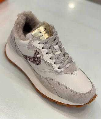 スニーカー VOILE BLANCHE Women Sneakers 20192661B24 Grey VOILE BLANCHE 🇮🇹 WOMEN'S GREY LEATHER & WOOL COMFORT