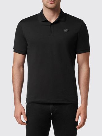 Philipp Plein Polo in cotone a maniche corte con stampa Skull e logo