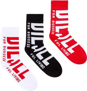 Diesel Three-pack of socks with maxi Diesel logo - Socks - Man - Multicolor