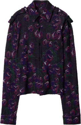 Burberry cherry-print fine-ribbed shirt - men - Viscose/Silk/Cotton - S - Pink