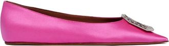 Amina Muaddi Camelia Crystal Buckle Flat, Brand Size 38.5 (US Size 8.5)
