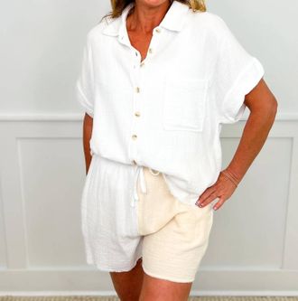 Bibi Completely Fabulous Knit High-Rise Shorts Set In White