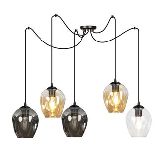 Wonderlamp L&aacute;mpara colgante estilo moderno con 5 cables desplazables multicolor