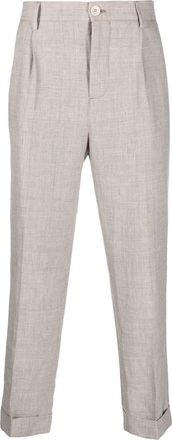 Brunello Cucinelli check straight-leg trousers - men - Cotton/Wool/Linen/Flax/Acetate/Cupro/Viscose - 52 - Brown