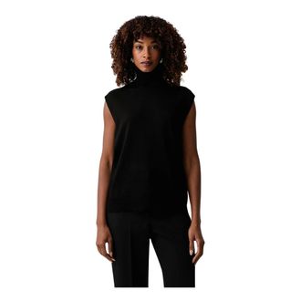 Patrizia Pepe Jersey de cuello alto sin mangas - Knitwear - Mujer - Negro - XS