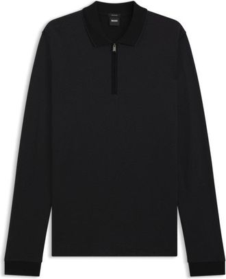 BOSS Mercerized-cotton polo shirt with two-tone structure