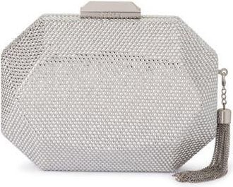 Olga Berg Hotfix Tassel Structured Clutch in Silver at Nordstrom Rack