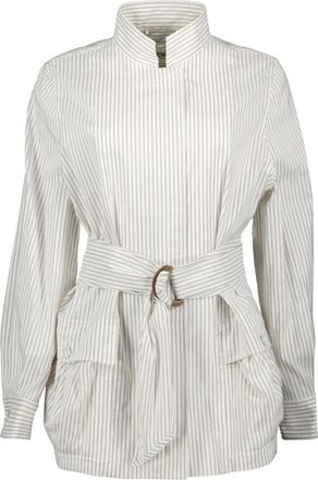 Fendi Light Jackets, female, White, XS, Striped Fitted Jacket Spring-Summer 2025
