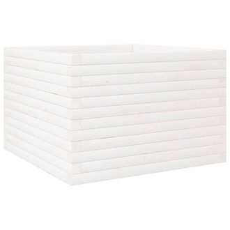 Berkfield Home Garden Planter White 70x70x46 cm Solid Wood Pine | Size: 70 x 70 x 46 cm