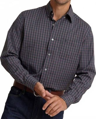 Southern Tide Heyward Tartan Charleston Sport Shirt In Dress Blue