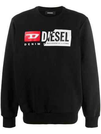 Diesel Sweater met logoprint - Zwart