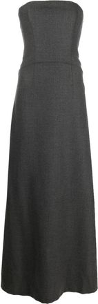 Alberta Ferretti bustier flannel maxi dress - women - Wool/Acetate/Spandex/Elastane/Cupro - 38 - Grey