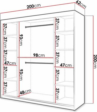 Mirjan24 Mobilier1 - Armario Hartford 403, Negro, 200x200x62cm, Puertas De Armario: Correderas, N&uacute;mero De Estantes: 0