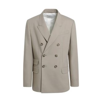 Ami Blazers, male, Beige, Size: XL Straight Double Breasted Jacket