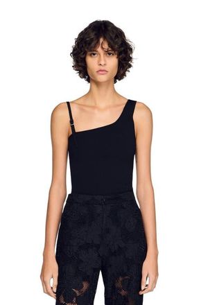 Sandro Asymmetric knit sweater in Black at Nordstrom, Size X-Large