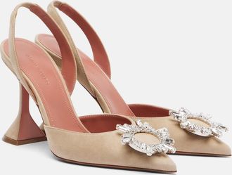 Amina Muaddi Begum embellished suede slingback pumps