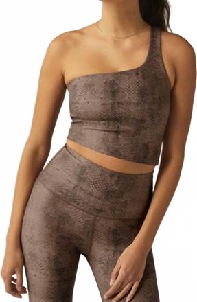 Beyond Yoga Softmark One And One Shoulder High Cropped Tank In Brown