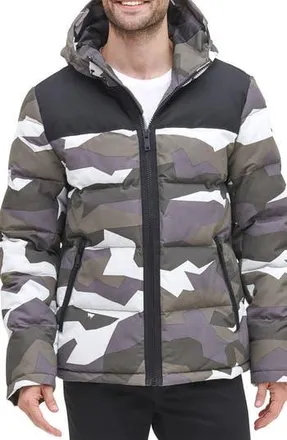 DKNY Puffer Jacket in Camo Olive at Nordstrom Rack, Size Xx-Large