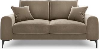BLOOMINGLOFT 2-Sitzer Designsofa Madara mit Samtbezug - Beine Schwarz