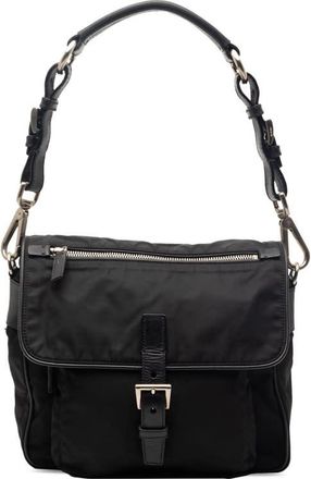 Prada Pre-owned Prada Saffiano Trimmed Tessuto Shoulder Bag Ladies KUDRP0BIN8XIF827