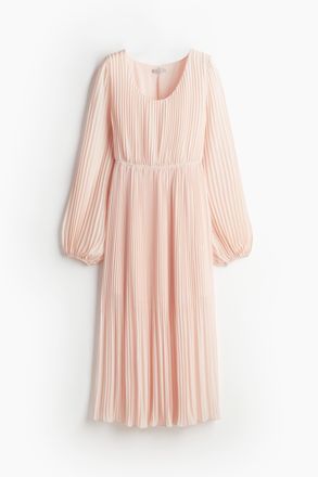 H&M Plissiertes Chiffonkleid - Puderrosa