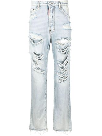 Dsquared2 ripped low-rise straight-leg jeans - men - Cotton - 56 - Blue