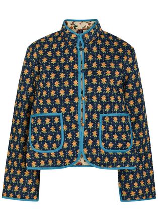 Polo Ralph Lauren Quilted Floral-print Cotton Jacket - Navy - S (UK8-10 / S)